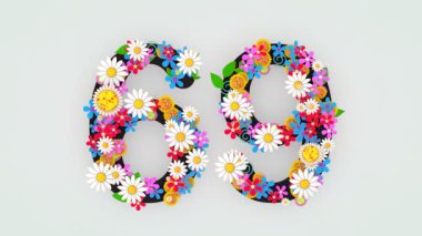 Numerical digit floral animation, 69.