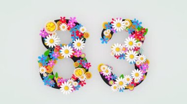 Numerical digit floral animation, 83.