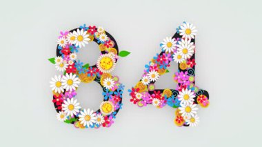 Numerical digit floral animation, 84.