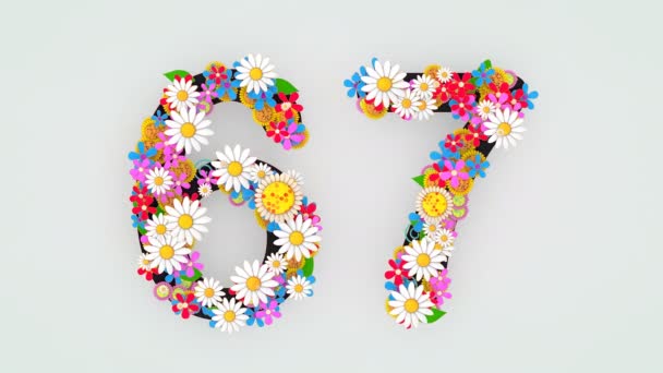 Numerical Digit Floral Animation — Stock Video