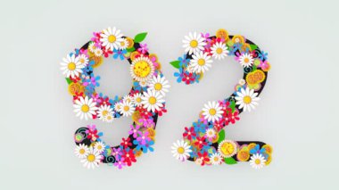 Numerical digit floral animation, 92.