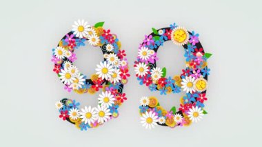 Numerical digit floral animation, 99.