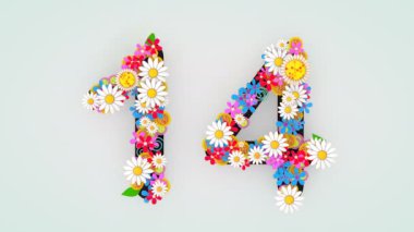 Numerical digit floral animation, 14.