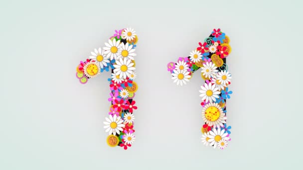 Animação Floral Numérica Dígitos — Vídeo de Stock