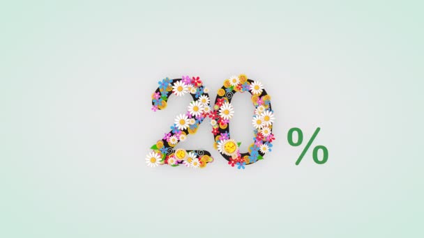 Numerical Digit Floral Animation Percent — Stock Video