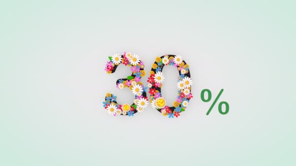 Numerical Digit Floral Animation Percent — ストック動画