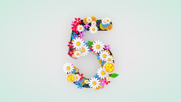 Animación Floral Dígitos Numéricos — Vídeo de stock