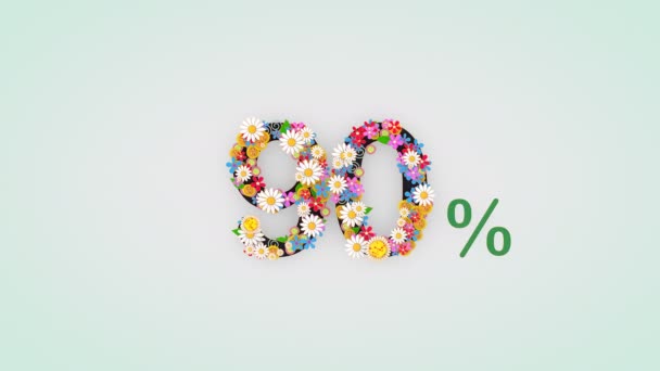 Numerical Digit Floral Animation Percent — Stock Video