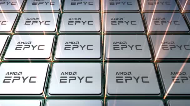 August 2019 Editorial Use Only Animation Amd Epyc Server Processor — Stock Video