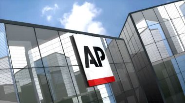 Temmuz 2019, sadece editoryal kullanım, 3d animasyon, Associated Press logo on glass building.