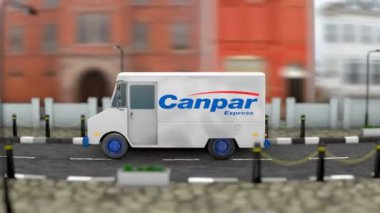 March 2019, Editorial use only, 3d Animation, Canpar delivery vehicle.