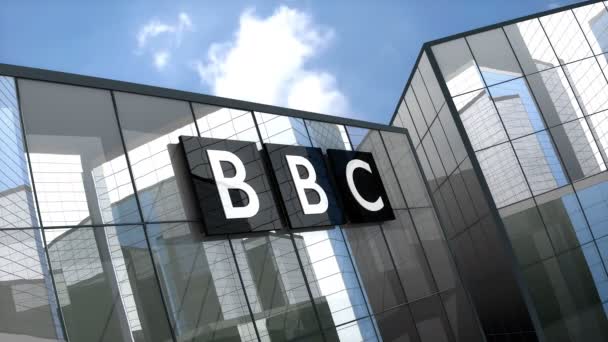 Квітень 2019 Редакція British Broadcasting Corporation Логотип Bbc Скляній Будівлі — стокове відео