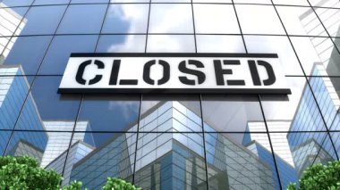 Mayıs 2019, sadece editoryal kullanım, 3 boyutlu animasyon, cam bina üzerindeki kapalı logo.