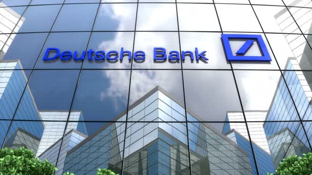 Sierpień 2019 Tylko Użytku Redakcyjnego Animacja Logo Deutsche Bank Budynku — Wideo stockowe