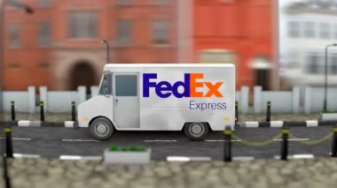March 2019, Editorial use only, 3d animation, FedEx delivery vehicle.
