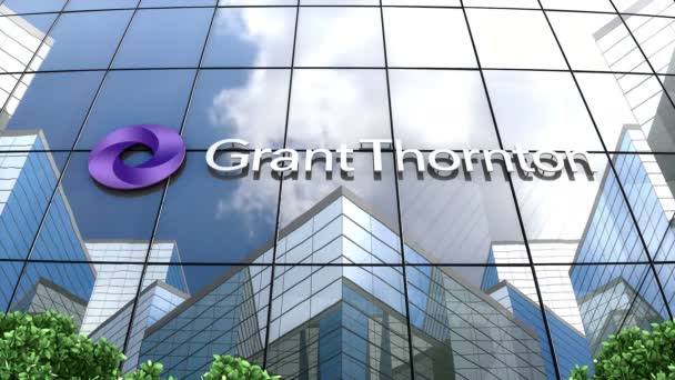 May 2019 Editorial Use Only Animation Grant Thornton Logo Glass — Stock Video
