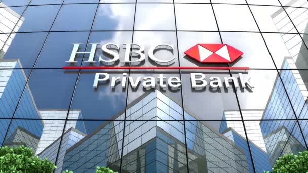 Maj 2019 Tylko Użytku Redakcyjnego Animacja Logo Hsbc Private Banking — Wideo stockowe