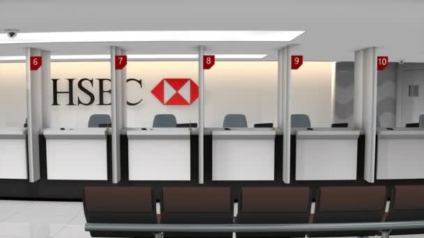 Февраль 2019 Анимация Редакция Hsbc Bank Service Retail Counter — стоковое видео