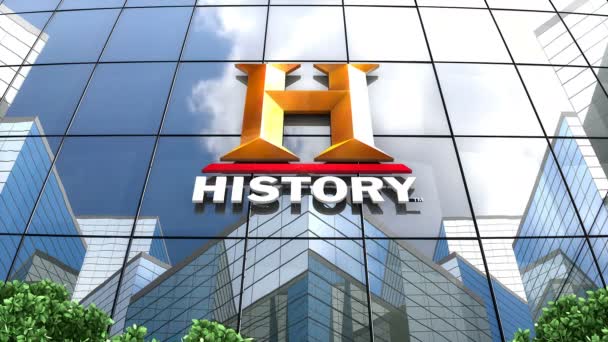 Апрель 2019 Внутреннего Пользования Анимация Логотип Канала History Channel Стеклянном — стоковое видео