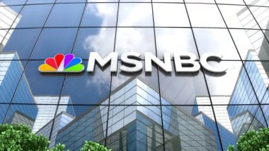 Mayıs 2019, sadece editoryal kullanım, 3 boyutlu animasyon, Msnbc logosu cam inşaatı.