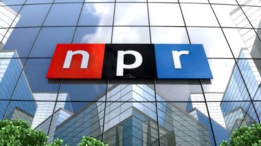 July 2019, Editorial use only, 3D animation, National Public Radio logo on glass building.