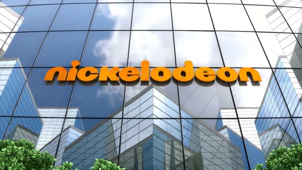 Mayo 2019 Uso Editorial Solamente Animación Logo Nickelodeon Construcción Vidrio — Vídeo de stock