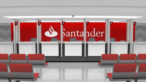 Marzo 2019 Editorial Animación Santander Bank Service Retail Counter — Vídeos de Stock