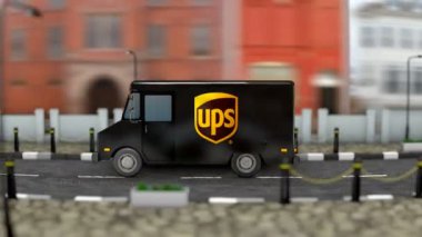 March 2019, Editorial use only, 3d animation, UPS delivery vehicle.