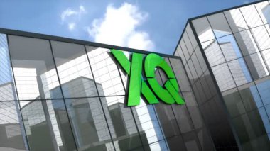 Mayıs 2019, sadece editoryal kullanım, 3 boyutlu animasyon, Xq Enstitüsü cam bina logosu.
