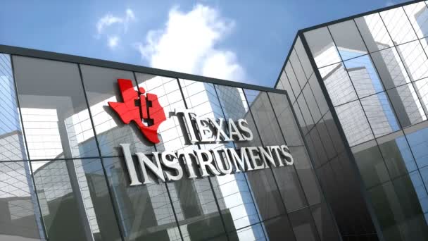 Maart 2019 Uitsluitend Redactioneel Gebruik Texas Instruments Logo Glazen Gebouw — Stockvideo