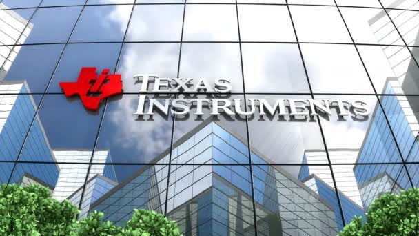 Marzo 2019 Uso Editorial Solamente Logotipo Texas Instruments Construcción Vidrio — Vídeo de stock