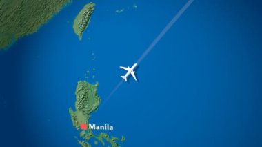 Air travel flying route destination, Philippine, Japan.