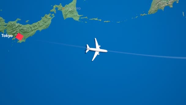 Air Travel Flight Route Destination Japonia Stany Zjednoczone — Wideo stockowe