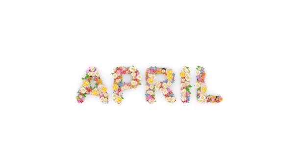 Bloemen Kalender Maand Tekst Animatie April — Stockvideo