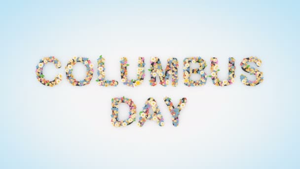 Список Викопних Птахів Columbus Day Floral Text Animation — стокове відео