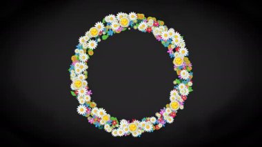 Floral frame placeholder background, flower animation.