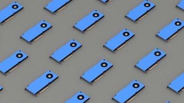 GPU, Graphic Processing Unit card tile pattern top view