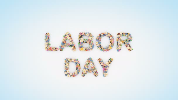 Labor Day Bloemen Tekst Achtergrond Animatie — Stockvideo