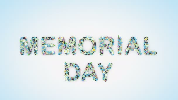 Animace Pozadí Květinového Textu Memorial Day — Stock video
