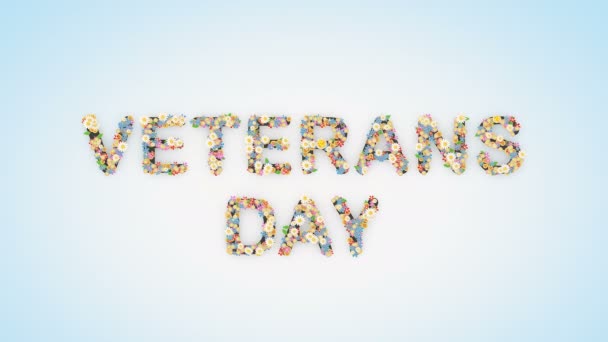 Veterans Day Květinový Text Pozadí Animace — Stock video