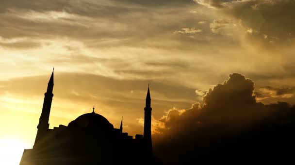 Hagia Sophia Truthahn Bei Sonnenuntergang Animation — Stockvideo