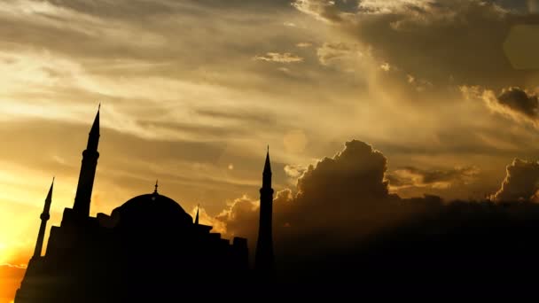 Hagia Sophia Truthahn Bei Sonnenuntergang Animation — Stockvideo