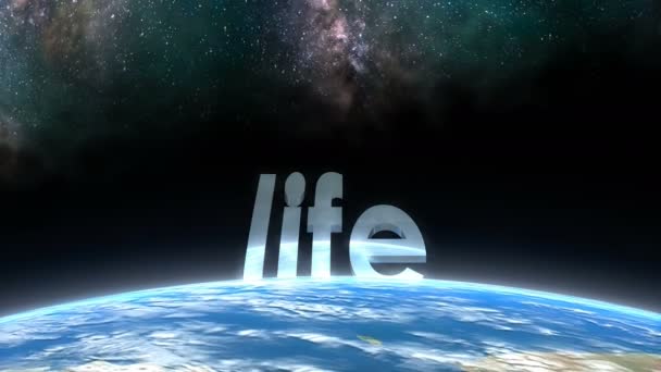 Uitzicht Horizon Van Aarde Life Tekst — Stockvideo