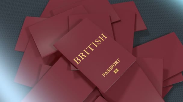 Artista Renderizado Pasaporte Viaje Británico — Vídeos de Stock