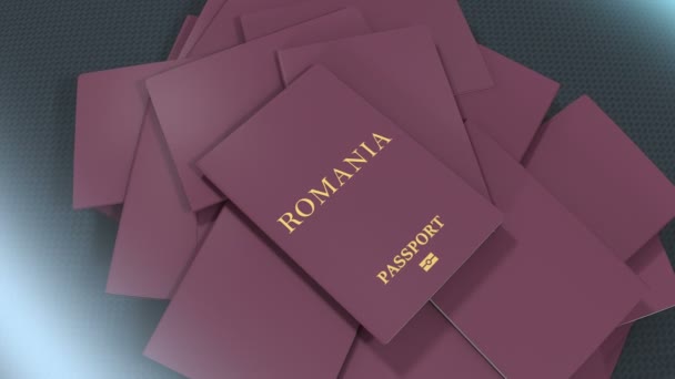 Καλλιτέχνης Που Καθιστά Ρουμανία Ταξιδιωτικό Διαβατήριο — Αρχείο Βίντεο