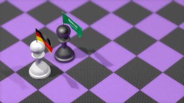 Chess Pawn with country flag, Germany, Saudi Arabia.