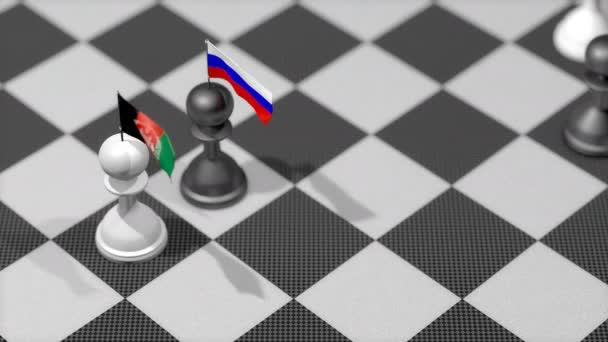 Peón Ajedrez Con Bandera País Afganistán Rusia — Vídeo de stock