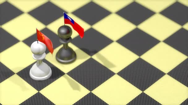 Chess Pawn Country Flag China Taiwan — ストック動画