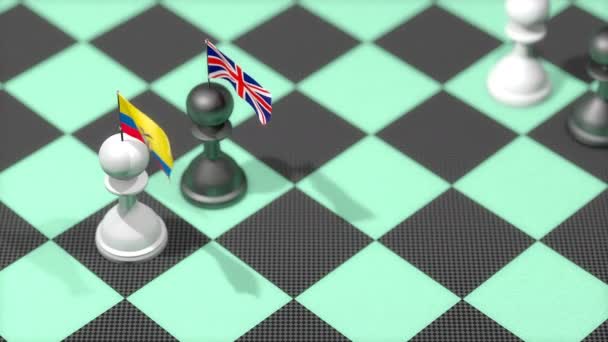 Schaken Pion Met Landvlag Ecuador Verenigd Koninkrijk — Stockvideo