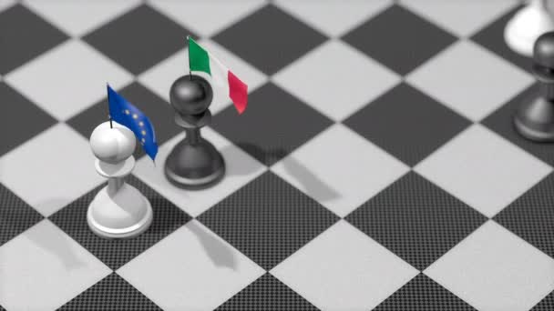 Schaakpion Met Landvlag Europese Unie Italië — Stockvideo
